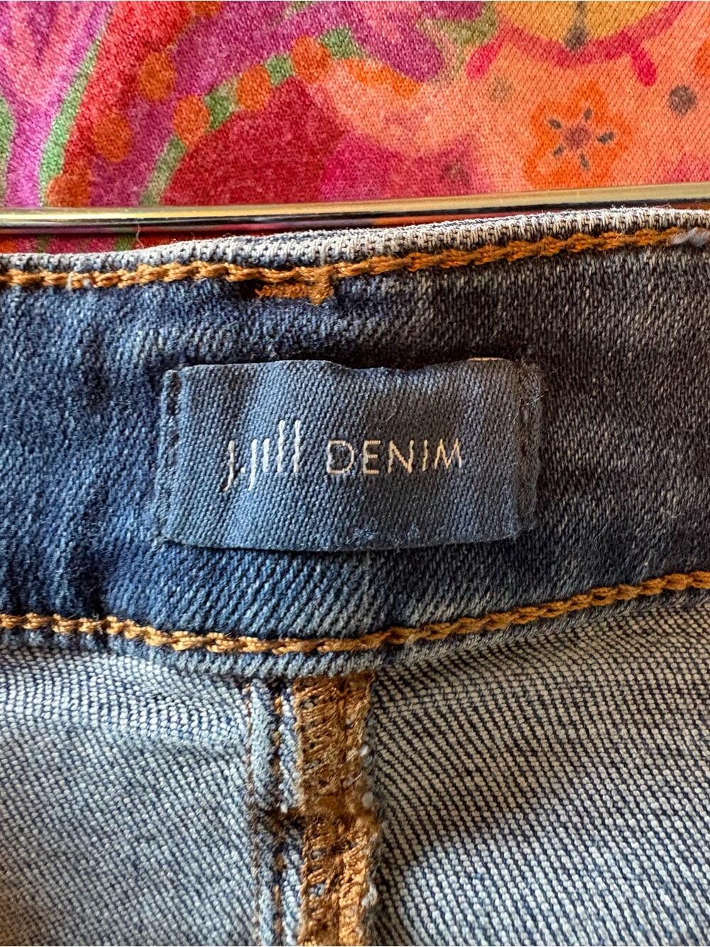 J.Jill Blue Wash Stretch Denim Panel Maxi Skirt | Cotton Blend | Size 10 - Picture 2 of 13